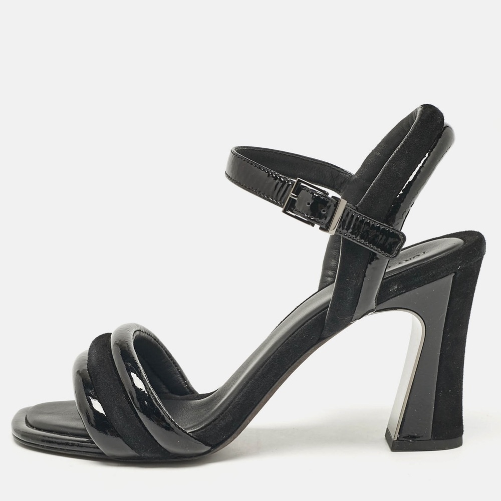 Tory Burch Black Patent Leather and Suede Ankle Strap Heel 🖤 Sz 91/2